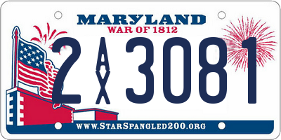 MD license plate 2AX3081