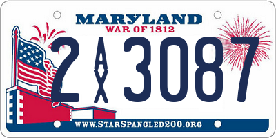 MD license plate 2AX3087