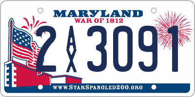 MD license plate 2AX3091