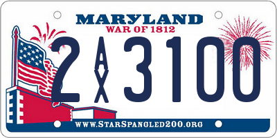 MD license plate 2AX3100