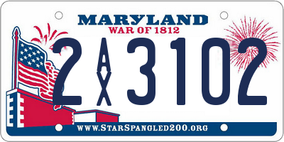 MD license plate 2AX3102