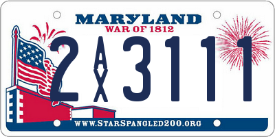 MD license plate 2AX3111