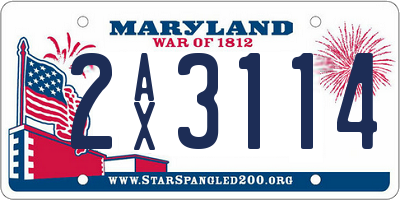 MD license plate 2AX3114