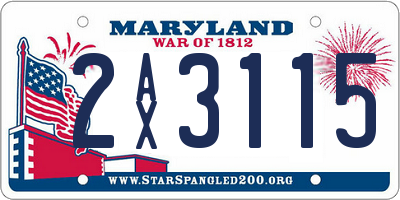 MD license plate 2AX3115