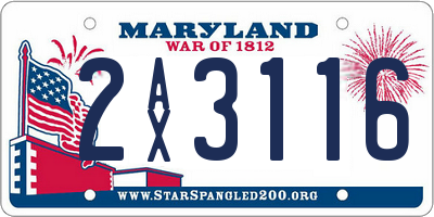 MD license plate 2AX3116