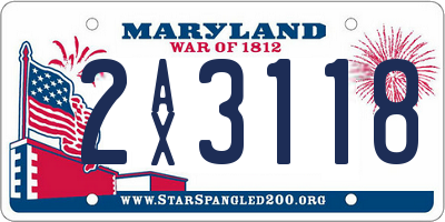 MD license plate 2AX3118
