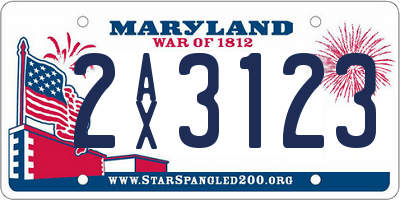MD license plate 2AX3123