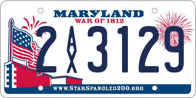 MD license plate 2AX3129
