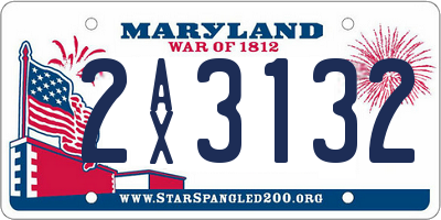 MD license plate 2AX3132