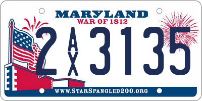 MD license plate 2AX3135