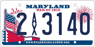 MD license plate 2AX3140