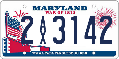MD license plate 2AX3142