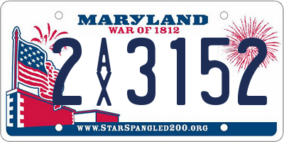 MD license plate 2AX3152