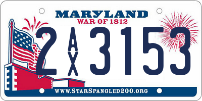 MD license plate 2AX3153