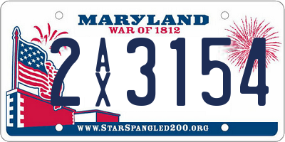 MD license plate 2AX3154