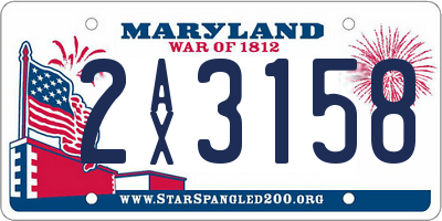 MD license plate 2AX3158