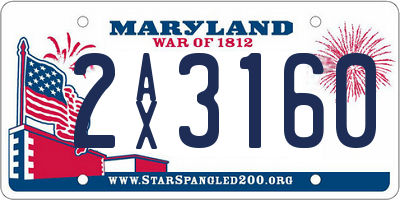 MD license plate 2AX3160