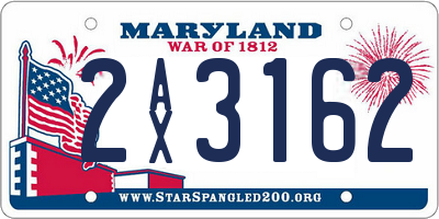 MD license plate 2AX3162