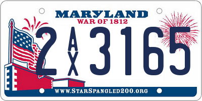 MD license plate 2AX3165