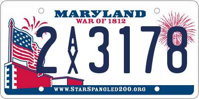 MD license plate 2AX3178