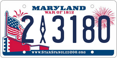 MD license plate 2AX3180
