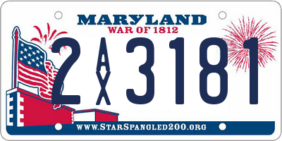 MD license plate 2AX3181