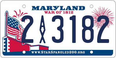 MD license plate 2AX3182