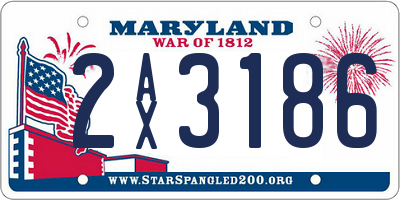 MD license plate 2AX3186