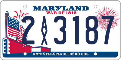 MD license plate 2AX3187