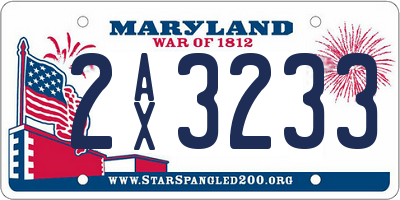 MD license plate 2AX3233