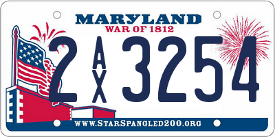 MD license plate 2AX3254