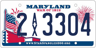 MD license plate 2AX3304