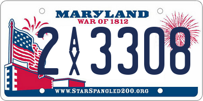 MD license plate 2AX3308