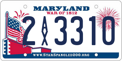 MD license plate 2AX3310