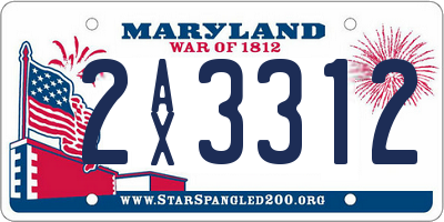 MD license plate 2AX3312