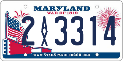 MD license plate 2AX3314