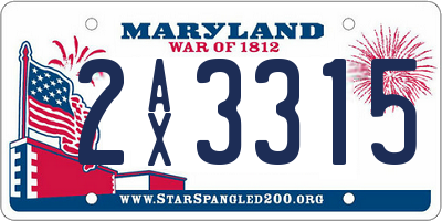 MD license plate 2AX3315