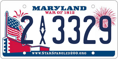 MD license plate 2AX3329