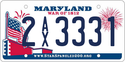 MD license plate 2AX3331