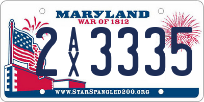 MD license plate 2AX3335