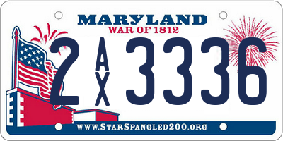 MD license plate 2AX3336