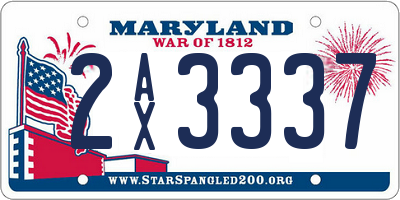 MD license plate 2AX3337