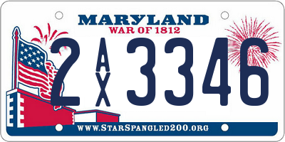 MD license plate 2AX3346