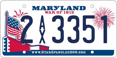 MD license plate 2AX3351