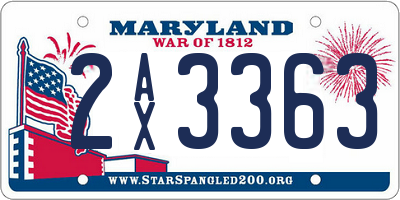 MD license plate 2AX3363