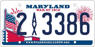 MD license plate 2AX3386