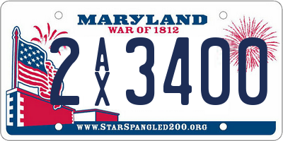 MD license plate 2AX3400