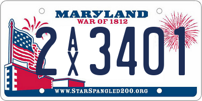 MD license plate 2AX3401