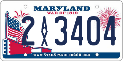 MD license plate 2AX3404