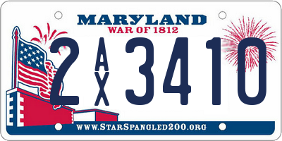 MD license plate 2AX3410